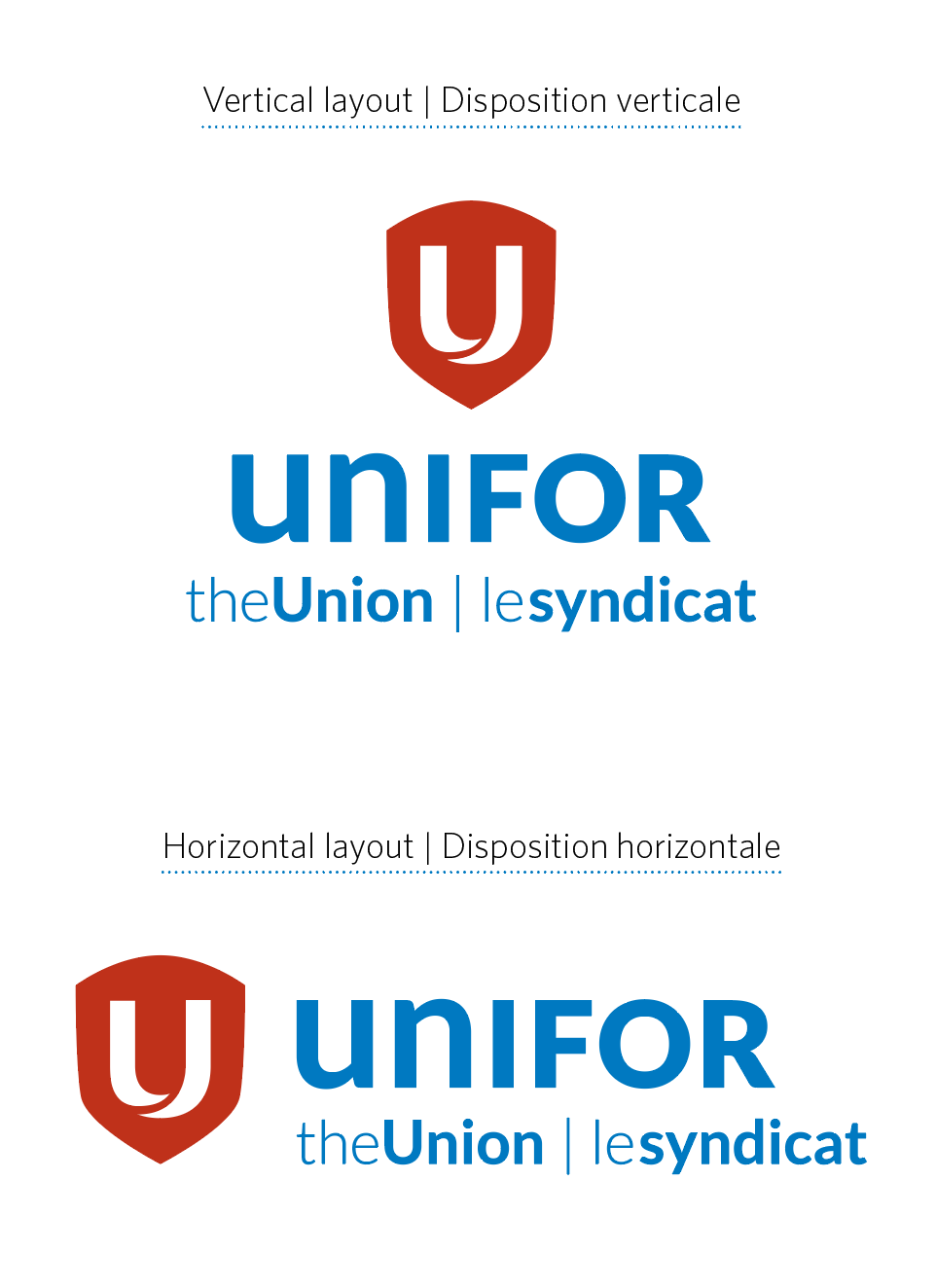 Unifor logo in vertical and horizontal formats